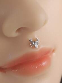 1pc Dragonfly Moon Sword Shaped Inner Screw Lip Stud, Ear Stud, Suitable For Men And Women As Halloween, Valentine's Day, Thanksgiving, Birthday Gift, Suitable For Girlfriend, Wife Gift, Suitable For Shopping, Work, Dating, Beach, Dance And Everyday Wear, Mom, Mother, Mother's Day, Gift