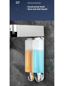 1pc Single/Double/Triple Head Soap Dispenser, Minimalist Design, Plastic Material, Suitable For Bathroom & Kitchen In Malls, Hotels, Homes, Hospitals, Schools, Wall-Mounted Manual Shower Gel, Shampoo, Soap Dispenser Home Bathroom Decor Fall Decor Back To School - Multicolor - View 10