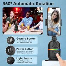 AXNEN AXNEN P03 Gimbal Handystabilisator mit KI Gesichtsverfolgung, 360 Grad Rotation, Schreibtisch-Selfie-Ständer kompatibel mit iPhone 15 Pro Max und Android