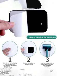 1 件装吹风机支架壁挂式自粘式吹风机挂钩吹风机支架带插头支架适用于浴室酒店美发沙龙 - 彩色 - 查看 9