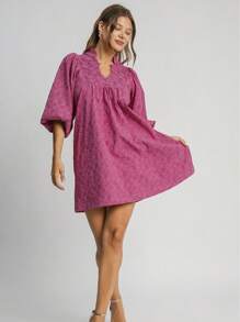 Women's Fashion V-Neck Lace Stitching Temperament Jacquard Dress