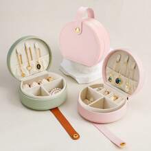 1 Piece PortableJewelry Box Pink For Women, Small Travel Jewelry Organizer With Zipper, Mini Elegant Storage Case For Earrings Rings Necklaces Bracelets, Compact Makeup Pouch, Dorm Essentials, School & Travel Must Haves