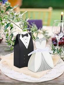 100 件西式婚礼糖果盒，新娘和新郎婚礼回礼盒，礼品盒 - 彩色 - 查看 3