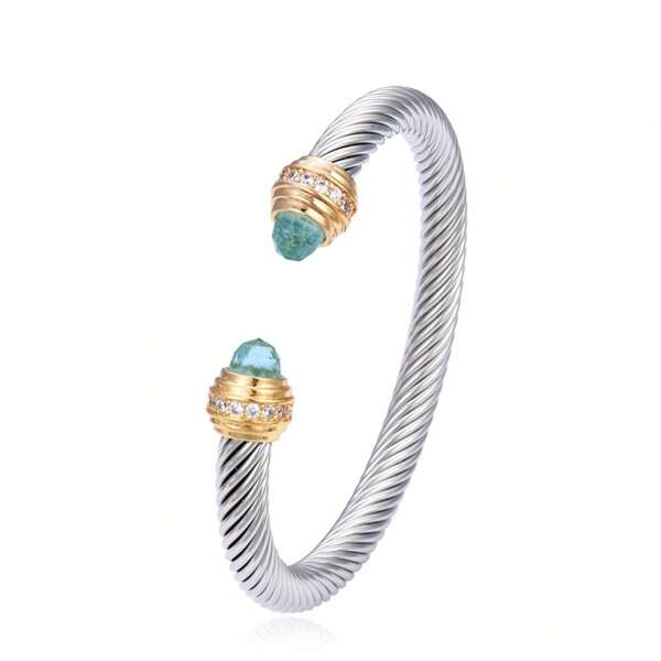 Bracelet en acier inoxydable de luxe avec zirconium cubique coloré pour femmes, accessoire de mariage, cadeau pour fille