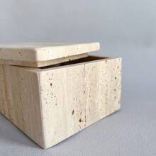 Natural Marble Ring Jewelry Box Cotton Swab Storage Box With Lid Storage Box Travertine Back To School Dormitory Storage - Travertine1 - View 3