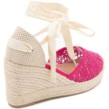 Espadrillas con zeppa stringate, con punta intrecciata e tacco in corda, stile bohémien