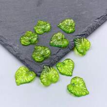 75 件 15 毫米透明绿色亚克力叶子吊坠叶珠带孔适用于耳环手链项链珠宝制作 DIY 工艺品绿色 - 綠色 - 查看 1