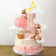 ROARING GOOD TIME RGT Bear Cake Decoration Gold Balls Cake Topper Hot Air Balloons Bears Cake Cake Decoration Birthday Cake Decoration