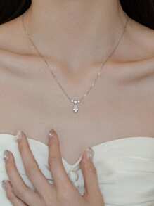 时尚水钻花朵设计项链，适合日常佩戴、情人节、母亲节、生日、婚礼、派对礼物、妈妈、母亲、母亲节、礼物 - 水滴 - 查看 5