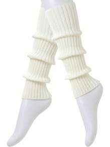 女士暖腿袜，可爱针织舞蹈暖腿袜 - 白色 - 查看 2
