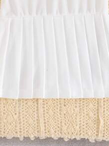 Baby Girls' Cute Collared Pleated Dress, Breathable Comfortable Summer College Style New Design - White - View 5