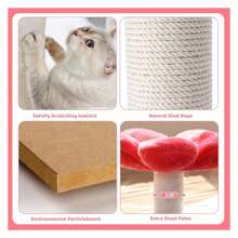 42.7 Inch Flower Tower Condo Furniture Apartment Plush Habitat Kitten Amusement Platform Multi-Level With Scratch Posts Toy Pet House Play For Indoor Cats