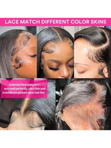 Tóc giả pha trộn - Sự kết hợp giữa tóc thật pha trộn và tóc giả ren tổng hợp 13 * 4 phía trước với tóc bob xung quanh tóc trẻ em màu đen tự nhiên, mật độ 180% đường chân tóc tự nhiên được ủi trước, cắt trước, kéo trước, ren trong suốt phù hợp với mọi người, không dễ thắt nút, tụ tập hàng ngày và sử dụng (Tóc giả bob 6-16 inch) Tóc pha trộn - Tự nhiên & Đen - Xem 6