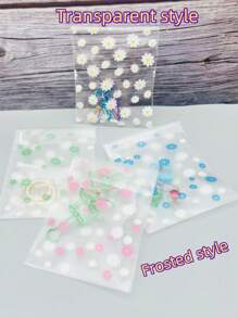 50pcs/100pcs Durable Daisy Pattern Opp Self-Sealing Bags, Mini Flower Printed Gift Bags,Transparent Decorative Bags For Party,Christmas , Gift Packaging Pags For Cards, Candy, Jewellery - Clear - View 4