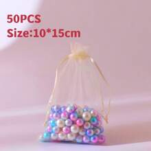 10/50/100pcs Medium Size: 10*15cm Organza Gift Packaging Bags, Wedding Candy Bags, Wedding Favor Bags, Gift Packaging Supplies, Organza Bags For Wedding & Celebration Gift Packaging - Multicolor - View 34