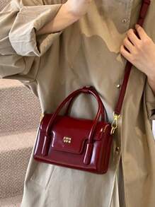 Neue Herbst- und Winter Handtasche in einfarbiger Nischenkonstruktion, modisches Buchstabendesign, vielseitig einsetzbare Umhängetasche, klassisches stimmungsvoller Design, verstellbarer Schultergurt, passend für Dates, Ausgehen, Einkaufen und den Pendlerverkehr. - Rot - Übersicht 5