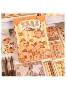 1 caja (8-10 piezas/caja) Bolsas ciegas de papelería de Capybara, cajas ciegas de sorpresa de Muskrat, set de regalo navideño lindo, cajas de sorpresa escolares, del hogar y de fiesta, pequeños regalos de regreso a la escuela (el peso de la caja ciega varía). Incluye libretas, borradores, bolígrafos de dibujos animados, pegatinas, blocs de notas, notas adhesivas, barras de pegamento de dibujos animados, reglas y otros artículos de papelería (los patrones de empaque se distribuyen al azar) (algunos colores y estilos de accesorios se distribuyen al azar)