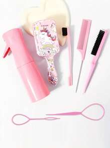 7-delige set haarstylingtools voor kinderen, inclusief haarclip met eenhoornontwerp, luchtkussenborstel, haarkam, verlengclip, verfborstel en haarsprayfles, draagbaar