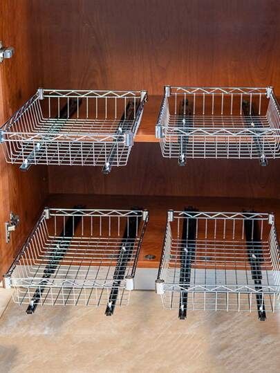 1/2 Pairs Metal 3-Fold Slide Rail, Toolbox Storage Cabinet Track, Home Cabinet/Wardrobe Drawer Slide Rail, Quiet Push-Pull Guide Rail, Straight Sliding Door Slide Rail