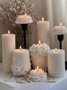 1pc Geometric Floral Silicone Mold, Multipurpose, Heat Resistant, Resin, Wax, Plaster, Ideal For Craft Workshops, Creative Handmade, Tool For Cross-Border Wholesale - White - View 2