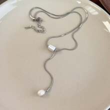 1pc Silver Brushed Minimalist Asymmetrical Geometric Heart Design Unique Statement Necklace - Necklace - View 12