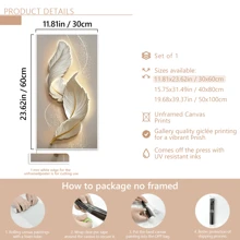 1 件现代抽象羽毛帆布墙艺术图案、荧光线和米色北欧极简主义设计海报，适用于卧室、客厅或家庭办公室装饰，带或不带框架 - 彩色 - 查看 11