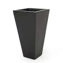 13" Outdoor Modern MGO Small Cast Stone Planter Black