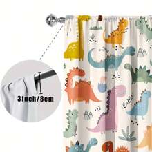 2PCS Children - Themed Curtain With Colorful Dinosaur Prints. Blackout Rod Pocket Design For Privacy Protection. Lively Dinosaur Patterns, Suitable For Daily Decoration In Children's Rooms, Bedrooms, Etc., Adding A Fun - Filled Atmosphere To Home Spaces.