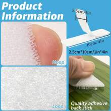 12 bucăți/set benzi de fixare cu cârlig și buclă adezive rezistente, 1 inch X 4 inch, material din poliamidă, impermeabil și fără reziduuri, potrivite pentru casă, birou și instalare auto