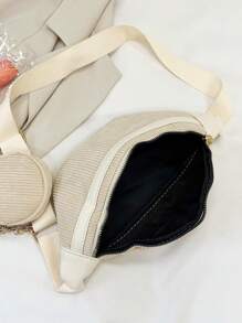 Women's Casual Corduroy Fanny Pack With Mini Pouch