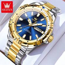 OLEVS Original Luxusmarken-Uhr für Herren, wasserdicht, Edelstahl, klassisch-Lässig, Quarz-Armbanduhr, Business-Datum-Woche, Herren-Uhr, Geschenk