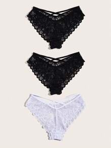 Lot de 3 culottes de bikini croisées à la mode pour femmes