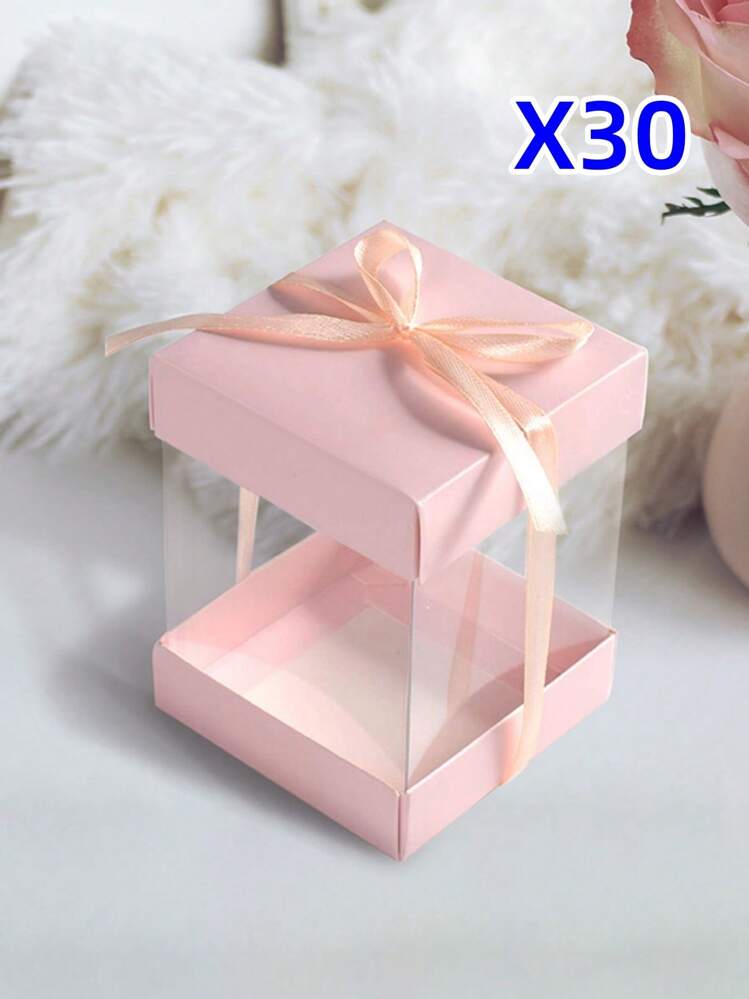 5/10/20/30 PCS 礼品包装收纳盒，四面透明粉色礼品盒，珠宝，手镯，戒指盒，小雕像展示盒，适合情人节，母亲节，婚礼，圣诞节，感恩节及所有季节 - 粉色 - 查看 15