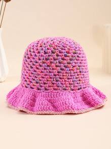 1 szt. damski kapelusz typu bucket hat, styl Y2K, swobodny, uroczy, wydrążony, oddychający kapelusz przeciwsłoneczny, ręcznie tkany, wielokolorowy, dekoracyjny patchwork, modny dodatek do stroju na co dzień/na zewnątrz