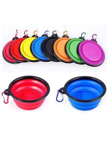 1pc Outdoor Portable Collapsible Pet Bowl, Slow Feeder Bowl, Travel Bowl, Silicone Hanging Dog/Cat Water/Food Bowl With Hook, Convenient For Walking Dogs And Feeding