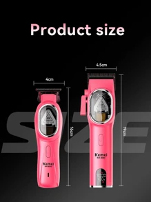 Máquina de cortar el pelo profesional KEMEI Km-8502, cortapelos eléctricos inalámbricos con cuchillas de carburo de diamante - Rosa - Ver 10