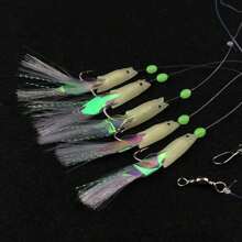 5 件/袋碳钢鲭鱼羽毛鲈鱼鳕鱼诱饵海钓夜光鱼钩三重诱饵鱼线