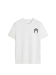Maglietta da donna nuova arrivata per la primavera/estate con stampa ad ali, collo rotondo, maniche corte, di moda per un uso casual quotidiano, outfit personalizzato