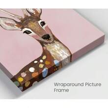 1 Pc Framed Pastel Watercolor Baby Forest Deer Fawn Nature Animals Illustrations Modern Wall Art Textured Canvas Poster Painting Wall Decor For Bedroom Living Room, Ready To Hang