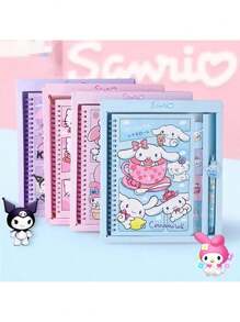 Sanrio Cartoon Sanrio Notepad Stationery Set Gift Box, Including Kuromi, Cinnamoroll, My Melody Coil Notebook, Pens, Stationery Set, Sanrio Planner, Suitable For Students, Kids, Birthday, Valentine's Day, Easter, New Year 2025, Back To School Gift (Random Style & Color)