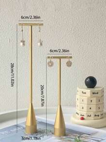 1 件/2 件优雅金属 T 形耳环展示架，戒指展示架，适用于婚礼、情人节、派对礼物展示架，阳光旅行酷炫返校 - 金色 - 查看 4