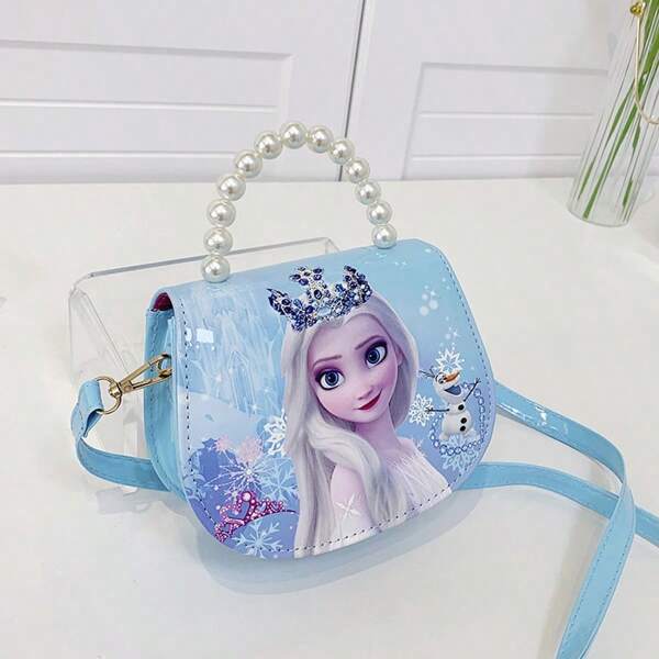 Sanrio Bolso de hombro juvenil Frozen de Disney, versátil y elegante bolso de mano y bandolera de la princesa Elsa, monedero, portátil para juegos al aire libre