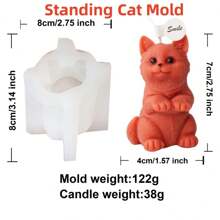 3D Mini Kitten Silicone Candle Mold Cute Standing And Sitting Cat Aromatherapy Handmade Beeswax Mould Animal Themed Polymer Clay Soap Craft DIY Tool For Home Decoration Art Supplies Unique Gifts