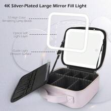 Travel Cosmetic Train Case With Lighted Mirror 3 Color Scenarios Cosmetic Bag Organizer With Adjustable Dividers Makeup Storage For Women, Makeup Accessories & Tools Case Violet Grey
