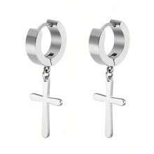 1 对钛钢无穿孔夹式假情侣耳环朋克风格时尚耳饰男女派对夜间外出配饰 - 彩色 - 查看 7