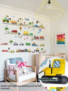 1pc/1set 2pcs Pink & Blue Teddy Bear & Car Patterned Traffic Light Wall Stickers, Decorative Wall Decals For Living Room, Bedroom