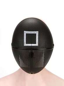 3Pcs Cartoon Survival Game Mask, Black Mesh, Triangle, Square, Circle, Suitable For Role-Playing, Soiree And Party, Ladies And Men