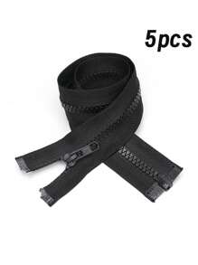 5 件黑色树脂拉链，各种长度（14.57 英寸/17.72 英寸/21.65 英寸/23.62 英寸/29.53 英寸/31.5 英寸），#5 尼龙线圈分离拉链，适用于服装、箱包、家纺等缝纫产品 - 黑色 - 查看 12