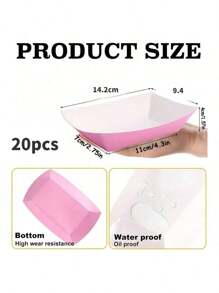 10/20 牛皮纸食品托盘、一次性棕色纸船、炸薯条架、爆米花盒、新年、圣诞派对、生日、情人节、周年纪念日、毕业典礼家庭活动 - 粉色 - 查看 11