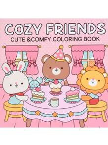 1pc Cozy Friends Coco Coloring Book For Adults And Kids, Bold And Easy, Simple And Big Designs For Relaxat Colouring Books Christmas,Halloween Gift, Birthday Present, Children's Day,Student Supplies, Back To School Supplies, School Supplies[ Hand Drawn Must-Have ]